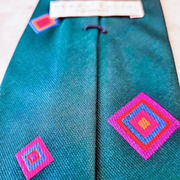 Teal Tie with Colorful Tiles - Picture 5 of 5